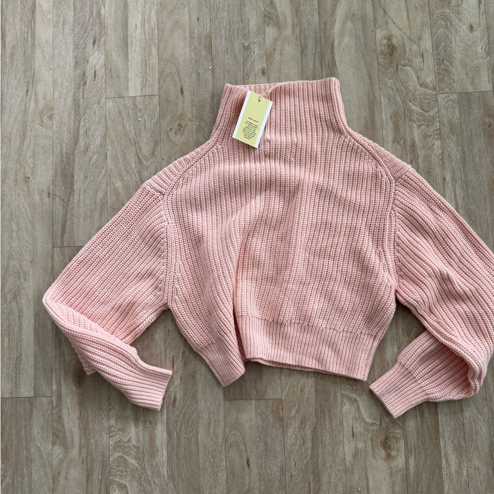 Aritzia Montpellier Merino Wool Waist Turtleneck in Coral Blush